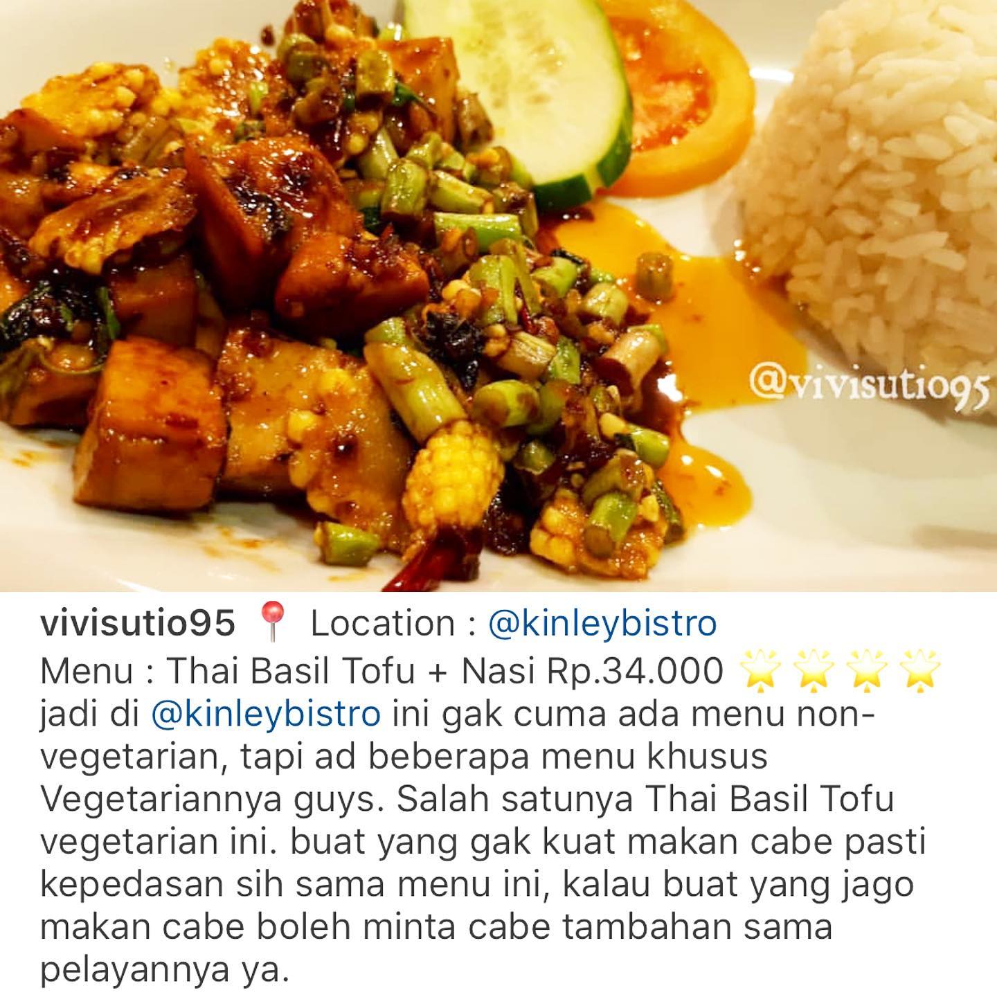 Thai Vegetarian basil leave tofu... tersedia setiap hari dengan menu Vegetarian lainnya...
Thank you for the 4  stars review @vivisutio95 
Read more